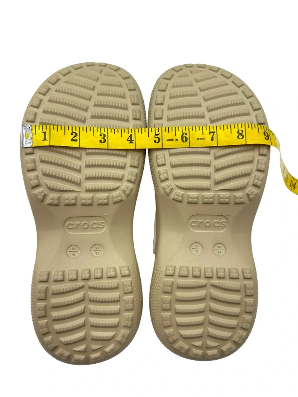 NWT Crocs Classic Stacked Clogs - Chalk / Neutral Platform Sandals Size 11W / 9M